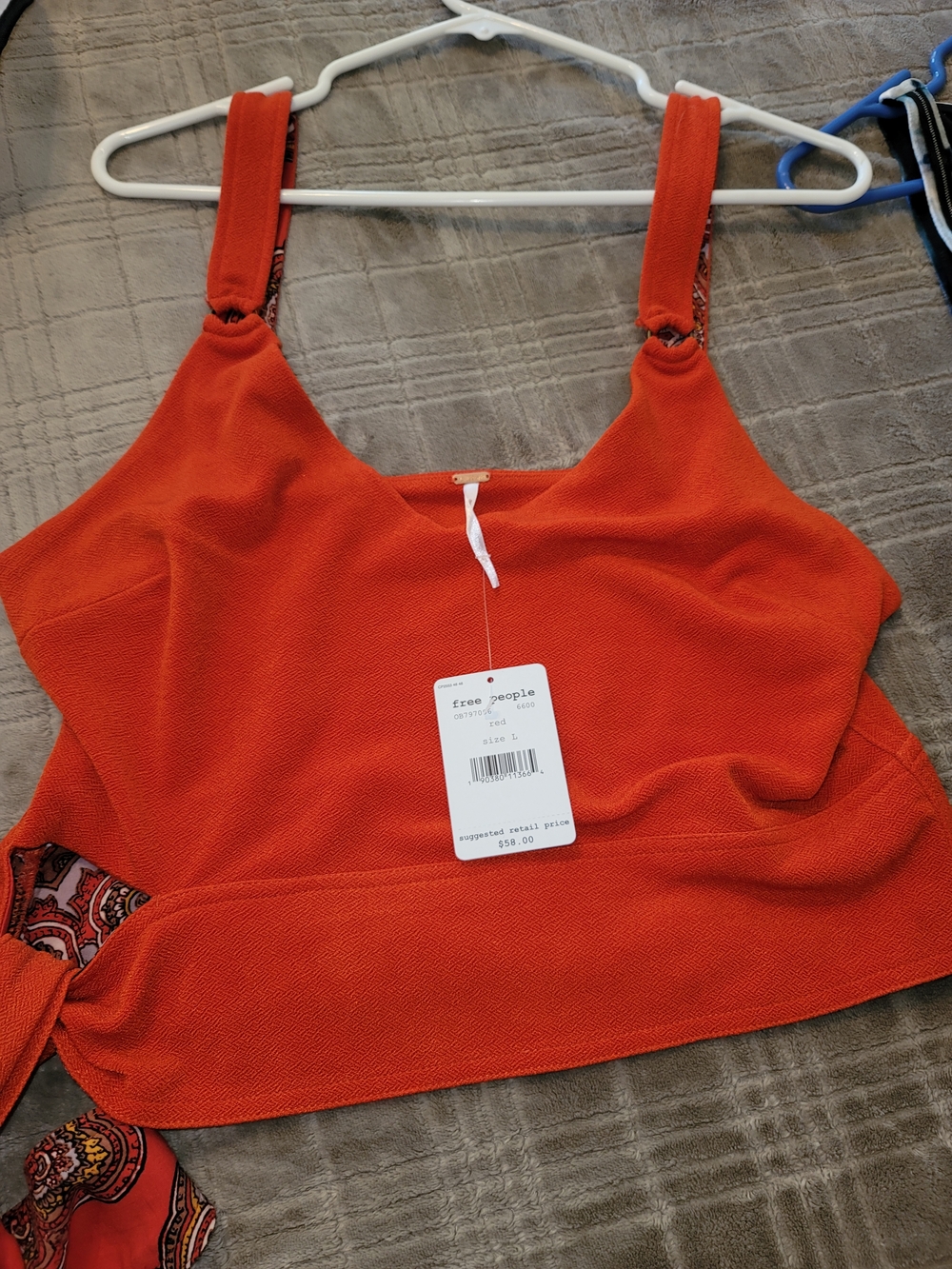 Free People Orange Cropped Tank Top
